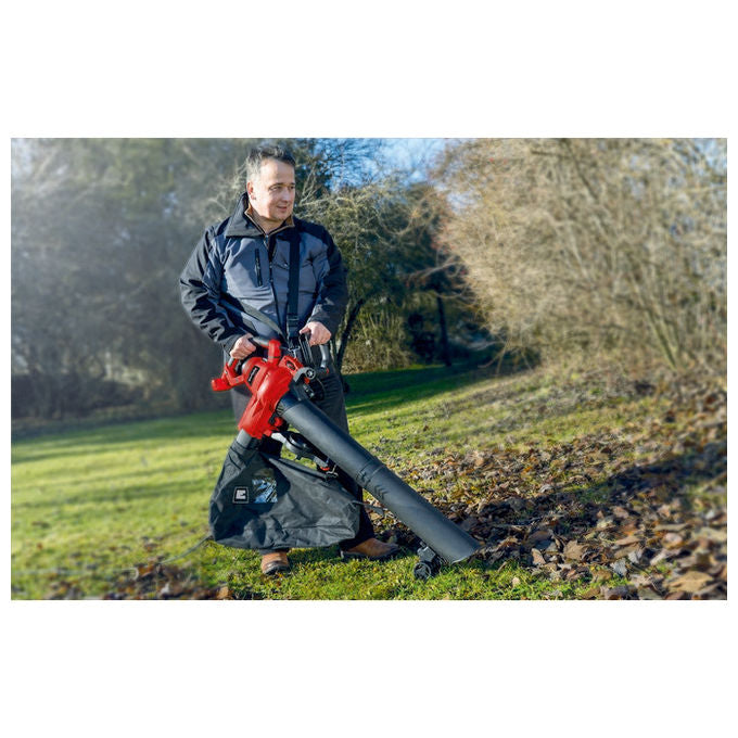 Einhell 3433320 GC-EL 3000 E Soffiatore Aspiratore Foglie Elettrico 3000W 840 m³-h 300 km-h Sacco 45 L Regolazione Giri