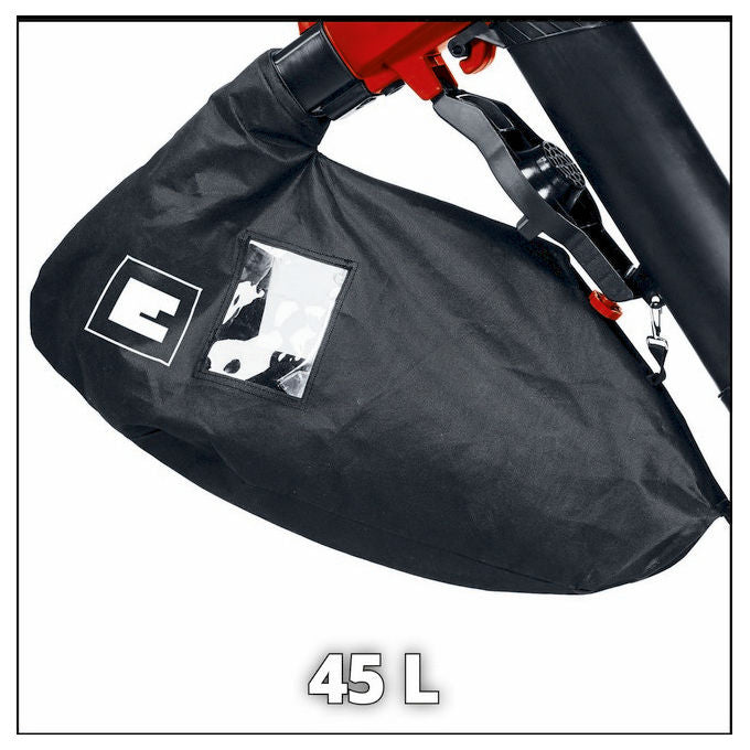 Einhell 3433320 GC-EL 3000 E Soffiatore Aspiratore Foglie Elettrico 3000W 840 m³-h 300 km-h Sacco 45 L Regolazione Giri