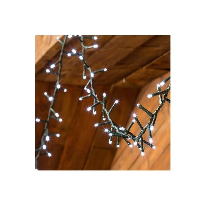 Lotti Importex 34815 Catena Luci Natale 1000 Mini LED Bianco Freddo 8 Giochi Luce Timer Memory Controller Cavo Verde 20.5 m colore Verde