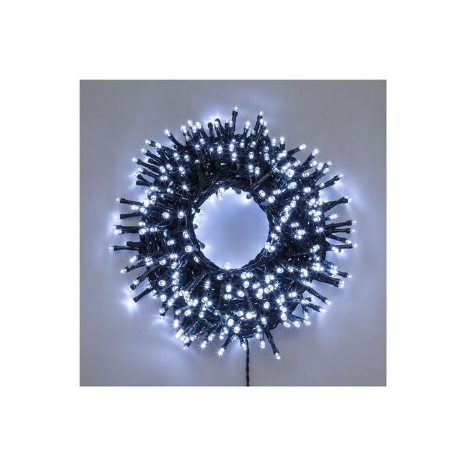 Lotti NTLMINICLUSTER1500 Catena Luminosa a Nastro 1500 LED Bianco Freddo 34,5 m con Controller 8G Timer Trasformatore Esterno colore Bianco