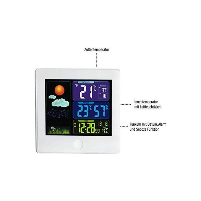 TFA Dostmann 35.1133.02 SUN Stazione Meteo Wireless Display a Colori Sensore Esterno Orologio Radiocontrollato colore Bianco