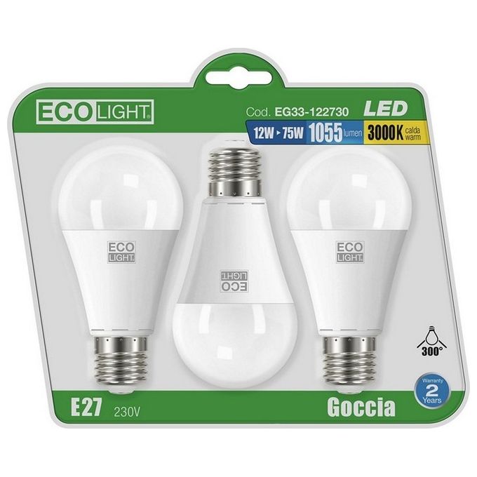 Century Blister 3 Pz. Lampadina Led Goccia Attacco E27 64K 12W