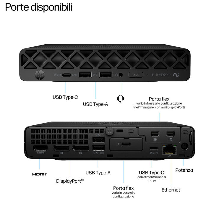 HP D5BK3AT EliteDesk 8 Mini G1a Desktop Mini PC AMD Ryzen AI 5 340 32 GB DDR5 512 GB SSD Wi-Fi 7 Windows 11 Pro colore Jack black