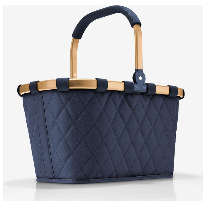 Reisenthel BN4111 Carrybag XS Cestino per la Spesa in Poliestere Riciclato con Telaio in Alluminio colore Blu Scuro Oro