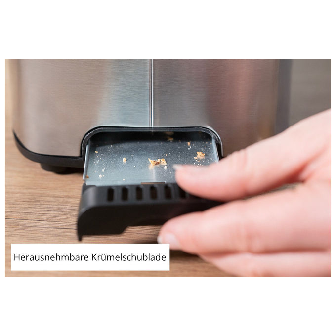 Unold 38216 Thommy Tostapane 2 fette 850 W Acciaio inox fessura extra large vassoio briciole rimovibile colore Acciaio inox