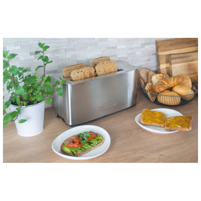 Unold 38266 Tom Tostapane 4 fette Acciaio inossidabile Funzione scongelamento Funzione riscaldamento 7 livelli tostatura Potenza 1400 W colore Acciaio inossidabile