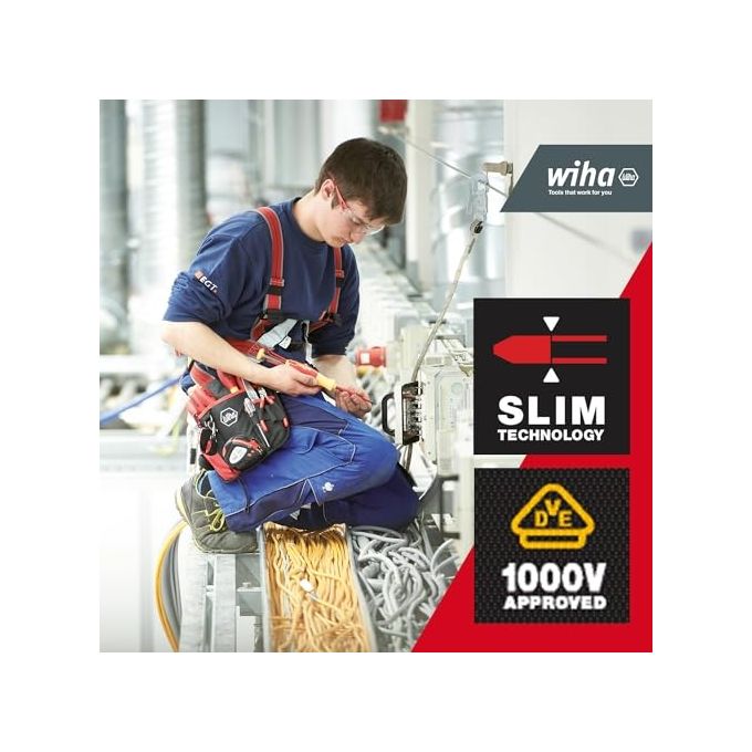 Wiha SB283109020 LiftUp electric Cacciavite con Magazzino Portapunte 6 slimBit SL e PH 75 mm colore Rosso Giallo