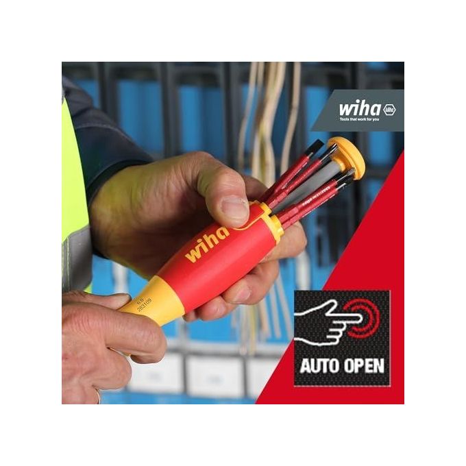Wiha SB283109020 LiftUp electric Cacciavite con Magazzino Portapunte 6 slimBit SL e PH 75 mm colore Rosso Giallo