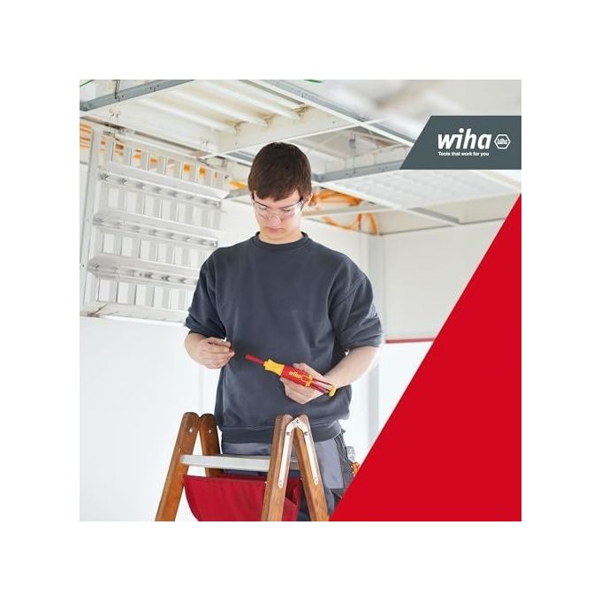 Wiha SB283109020 LiftUp electric Cacciavite con Magazzino Portapunte 6 slimBit SL e PH 75 mm colore Rosso Giallo