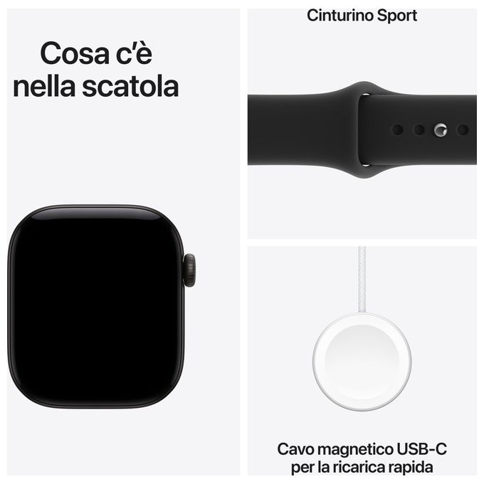 Apple MJEA4QL-A Apple Watch Series 12 GPS Cassa 42 mm in Alluminio con Cinturino Sport S-M colore Nero