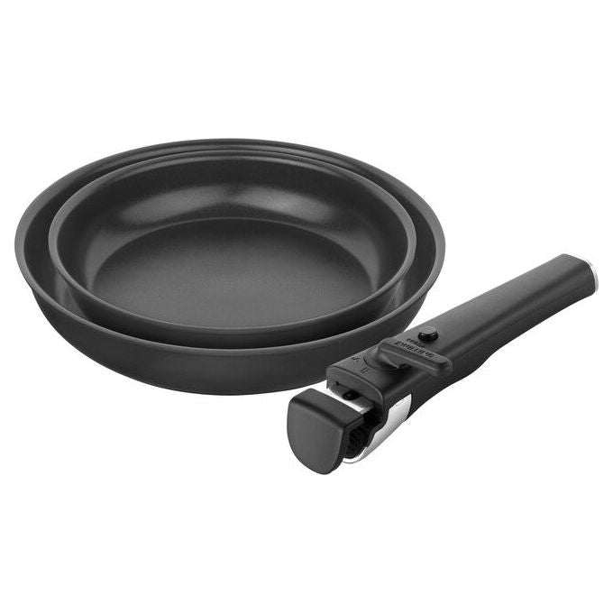 Zwilling 4009839703294 UNLOCK Set 2 Casseruole con Coperchi in Vetro e Manico Rimovibile Acciaio Inossidabile colore Acciaio
