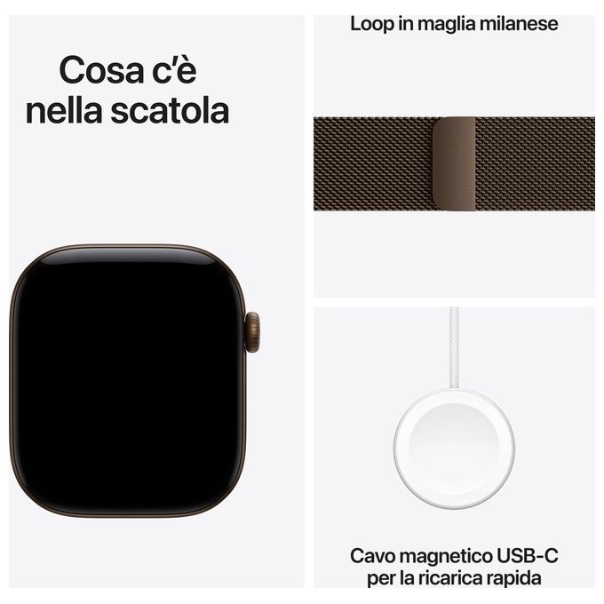 Apple MKDG4QL-A Apple Watch Series 12 GPS + Cellular Cassa 46 mm in Alluminio con Loop in Maglia Milanese colore Bronzo Scuro