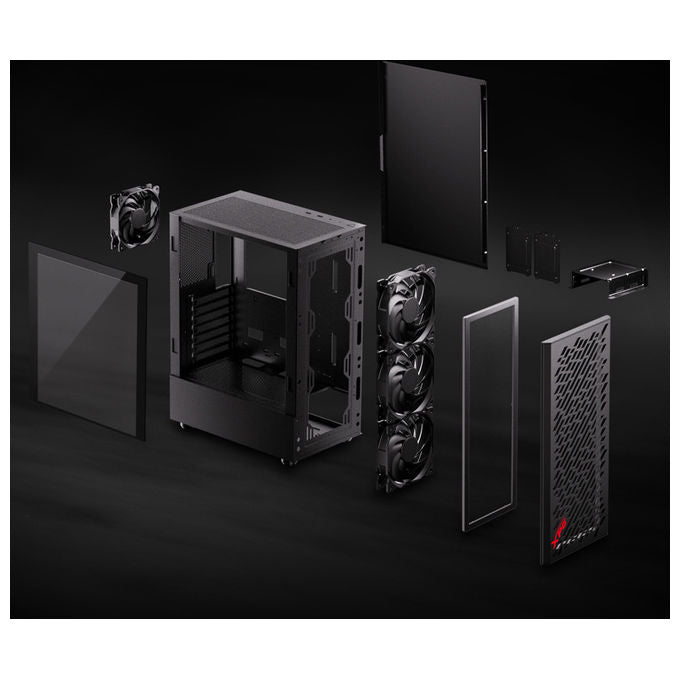 XPG 75261054 VALOR AIR Midi Tower ATX con vetro temperato e supporto ventole 360mm colore Nero