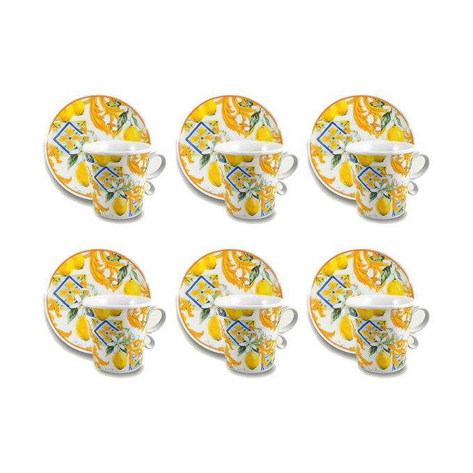 Ar.Ca. 55930 Confezione 6 Tazze Caffe' con Piattino Lemon