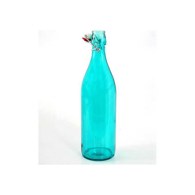 Bormioli Rocco 666260MBA321588 Giara Bottiglia in Vetro con Tappo a Cerniera 1 L colore Azzurro