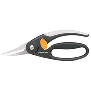 Fiskars 1003032 Functional Form Forbici per Pesce Lama Seghettata in Acciaio Inossidabile Impugnatura Ergonomica Softtouch Tensione Regolabile Lavabile in Lavastoviglie colore Nero Grigio