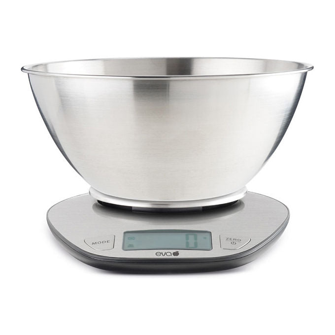 Kaufgut 033353 Eva Bilancia da Cucina Digitale Inox 5 Kg precisione 1g display LCD tara spegnimento automatico colore Inox