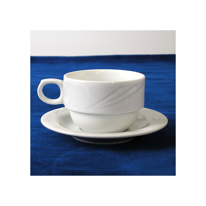 LUBIANA LUB920115 Arcadia Set 6 Tazze da Colazione con Piattino in Porcellana Bianco