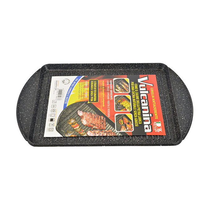 Ferramenta Grelli PIASTRA BISTECCHIERA GRILL RETTANGOLARE 28X41 CM PUNTINATA in ACCIAIO colore Nero