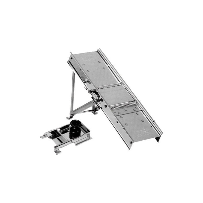 PIAZZA 195200 Mandolina Affetta Verdure in Acciaio Inox con Carrello Protettore e Piedini Antiscivolo colore Nero-Cromo