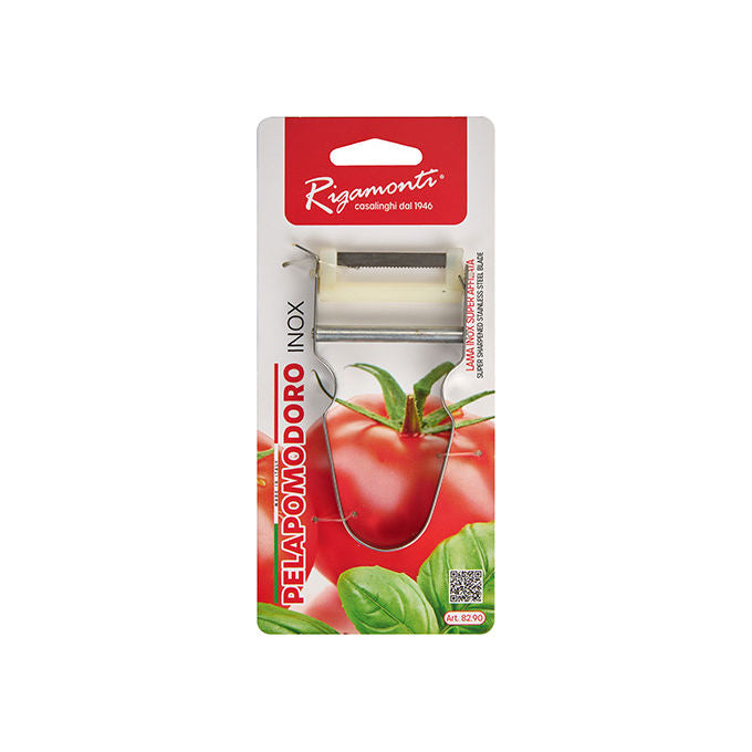 Rigamonti 8290 Pelapomodoro Inox lama seghettata multiuso pomodori kiwi peperoni melanzane colore Acciaio