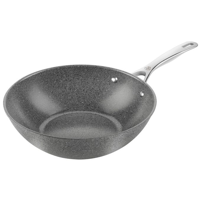 Ballarini 8003150525012 Salina Ceramic Wok 30 cm Rivestimento Antiaderente Ceramica Senza PFAS PFOA Induzione Manico Ergonomico colore Grigio