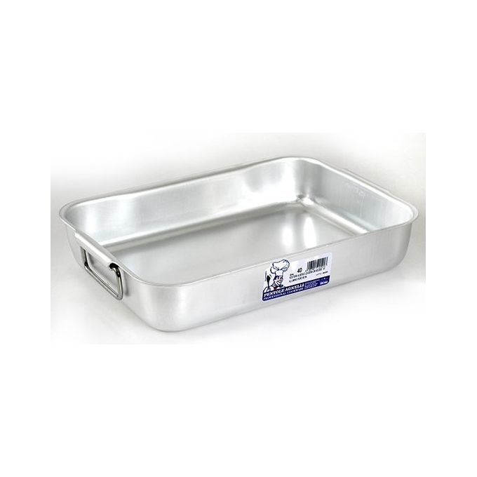 Agnelli ALMA15165 Rostiera Rettangolare Alluminio 3mm 2 Manici Snodate 65x43 cm