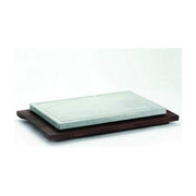 Bisetti BT-99114 Pietra Ollare Rettangolare 25x40 cm con Base in Legno Wengé colore Bianco