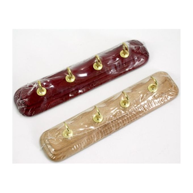 Caper CPR320A99 Portachiavi 4 Ganci in Ottone Legno di Faggio Assortito