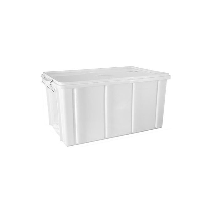 Giganplast GPS455407 Box Cassetta con Coperchio in Plastica per Alimenti Polipropilene con Chiusura a Ganci Zincati 55x40x29 cm colore Bianco