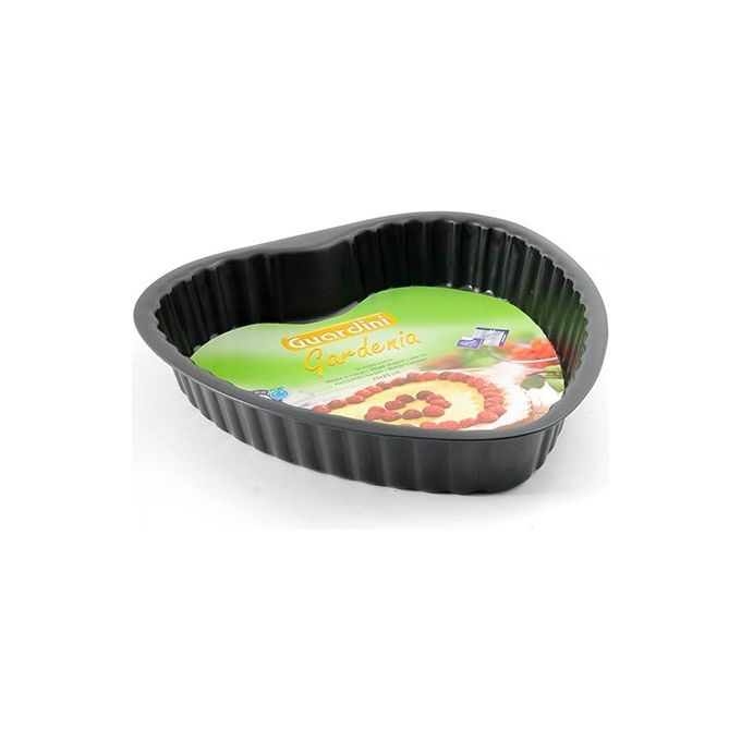 Guardini 85800EE Gardenia Stampo per Torta a Cuore Acciaio Hi-Top Antiaderente Doppio Strato 25x25 cm colore Nero