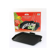 ILSA ILS170216 Dietella Chef Bistecchiera in Ghisa Rettangolare 28x36 cm Antiaderente con Manico in Acciaio Inox colore Nero