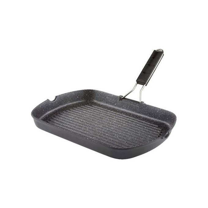 Ilsa ILS170549 Marmorella Bistecchiera Antiaderente Alluminio Pressofuso Triplo Rivestimento 25x35 cm colore Nero
