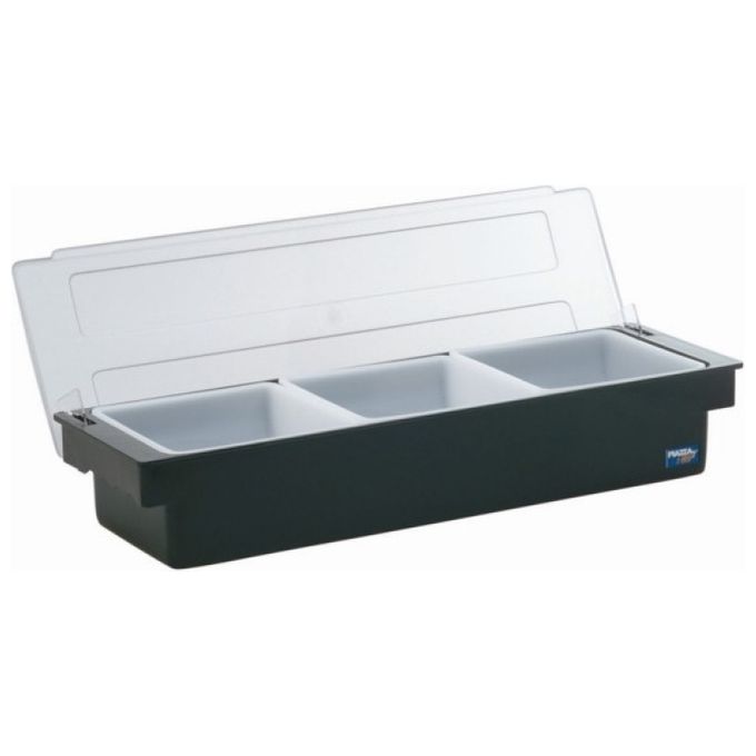 ILSA ILS250518 Mixage Portacondimenti 3 Scomparti in ABS con Coperchio Ermetico e Superficie Antiscivolo Lavabile in Lavastoviglie colore Nero