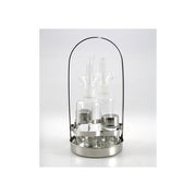ILSA 123863 Set Menage 4 pezzi con ampolle per olio aceto sale e pepe in acciaio inox diametro 12 cm colore Acciaio