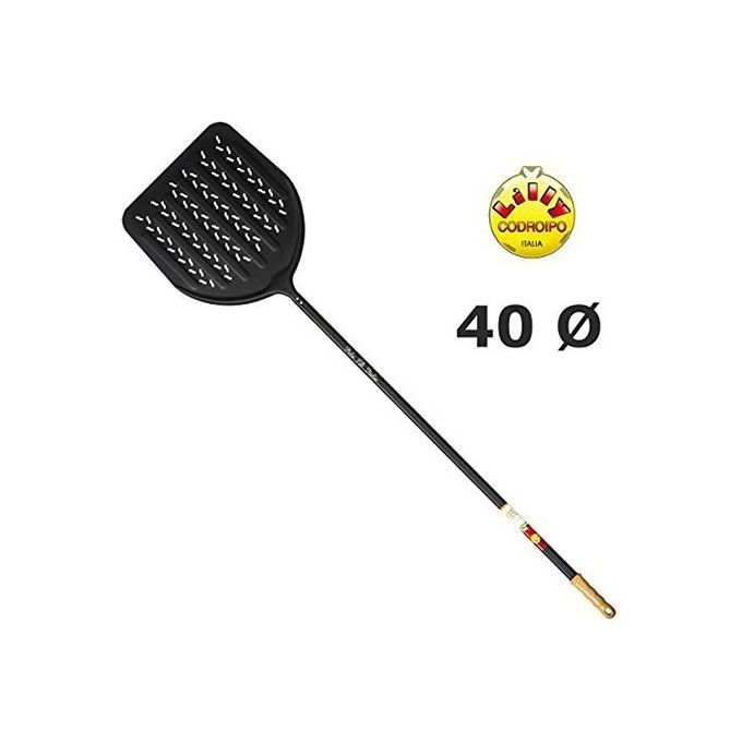 Lilly Codroipo LLL470031 Pala Pizza Italia 3D in Lega di Alluminio Anodizzata con Design 3D e Perforazioni per Scarico Farina colore Nero