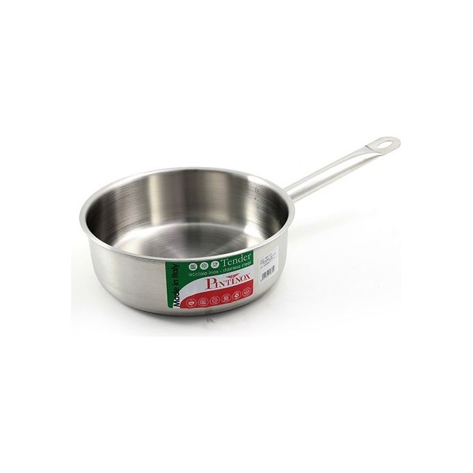 PINTINOX 33901024 Tender Casseruola Bassa in Acciaio Inox 18-10 con Manico Singolo Adatta a Tutte le Fonti di Calore incluso Induzione colore Acciaio