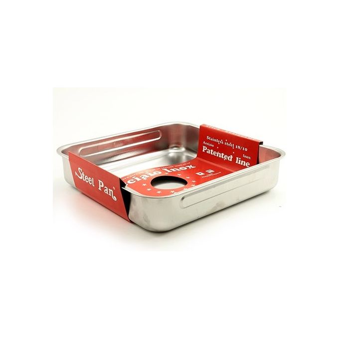 Steel Pan 10494 Teglia Quadrata Alta in Acciaio Inox 36x36 cm con Rivestimento Antiaderente colore Acciaio