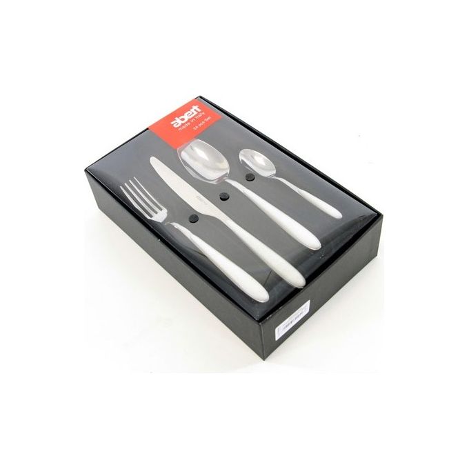 Abert MASTERB Servizio Posate 24 Pezzi in Acciaio Inox e ABS Moderno Elegante Lavabile in Lavastoviglie colore Bianco