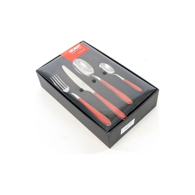 Abert MASTERC Master Set Posate 24 Pezzi 6 Persone Acciaio Inox e ABS Lavabile in Lavastoviglie colore Rosso