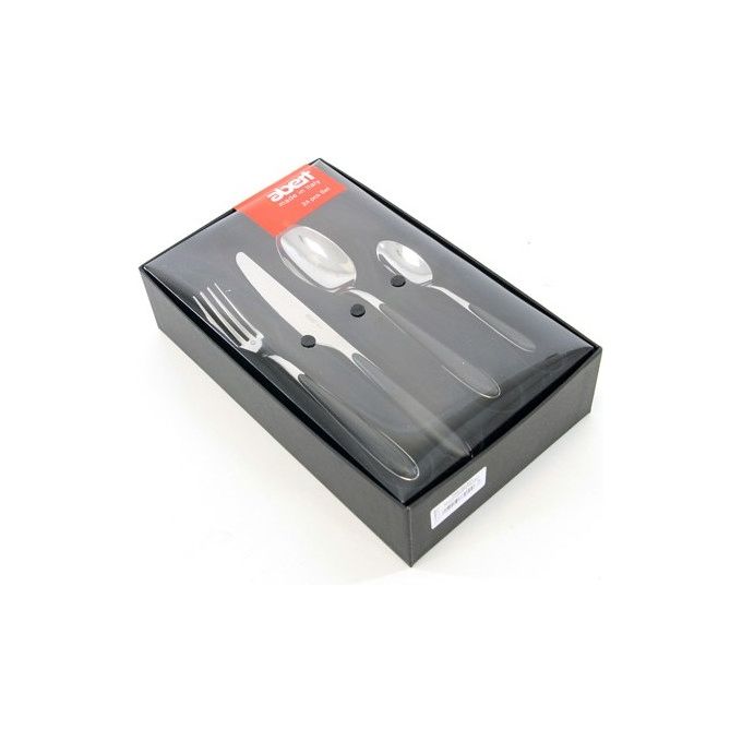 Abert MASTERN Servizio Posate 24 Pezzi per 6 Posti a Tavola in Acciaio Inox e ABS Lavabile in Lavastoviglie colore Nero