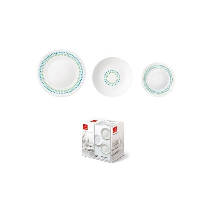 Bormioli Servizio di piatti per 6 persone 18 Pezzi Bianco Moon Mediterraneo