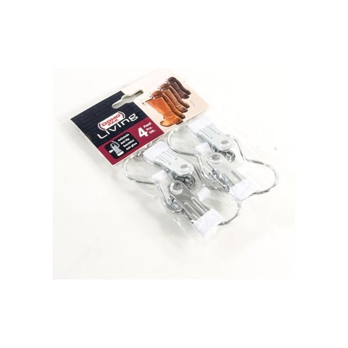 Domopak Living 904002 Set 4 Ganci con Pinza Appendiabiti Antiscivolo Antiruggine 4x11 cm colore Metallico