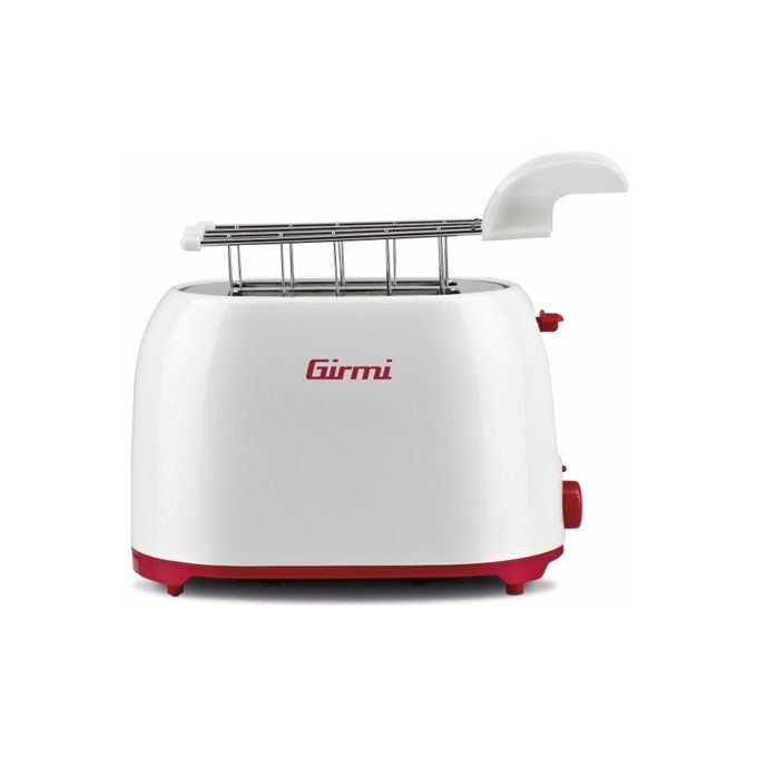 Girmi TP10 Tostapane Pinze Inox 7 Livelli di Cottura Raccogli Briciole Spegnimento Automatico 750W Bianco Rosso