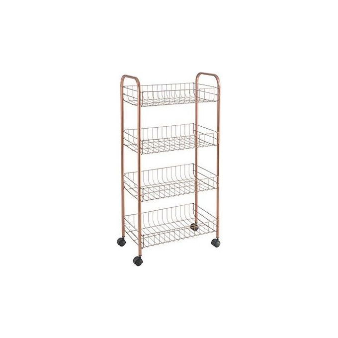 Metaltex 344404000 Ascona Copper Scaffaletto a 4 Piani con Ruote Piroettanti colore Rame