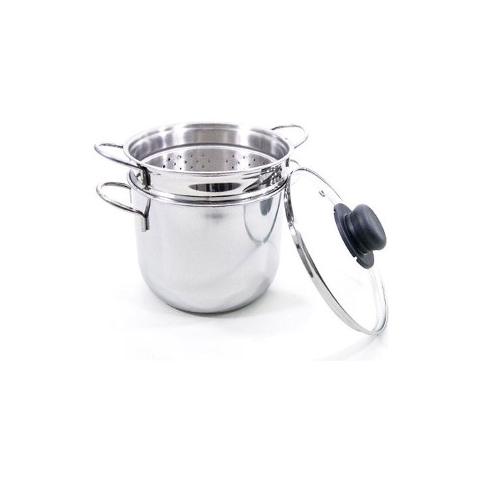Rivadossi RIV610B18 Pentola Cuocipasta con Cestello e Coperchio in Vetro Diametro 18 cm Capacita' 3 L Adatta per Induzione colore Nero