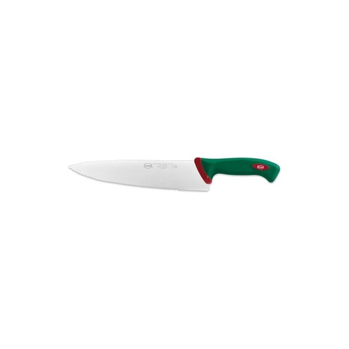 Sanelli SANELLI_317625 Premana Professional Coltello Trinciante Seghettato Lama 25 cm Manico Ergonomico Antiscivolo con Tecnologia Antibatterica colore Verde e Rosso