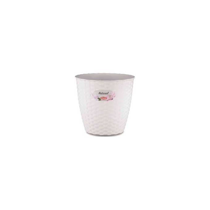 Stefanplast 73450 Natural Coprivaso Rattan da Interno Esterno 14 cm 1,1 lt colore Bianco