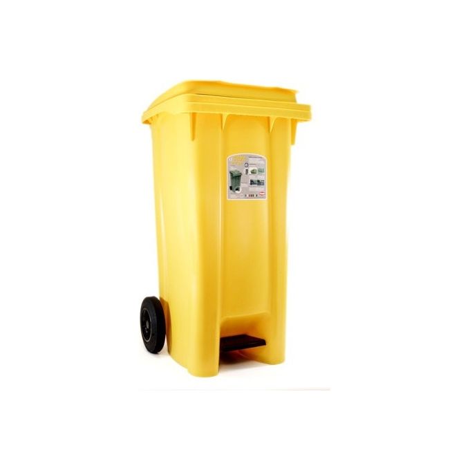 Stefanplast 25705 Urban Eco System Bidone Carrellato con Pedale 120 L Ruote in Gomma Raccolta Differenziata colore Giallo