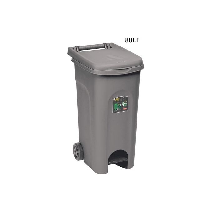 Stefanplast 6432 Urban Eco System Bidone Carrellato 80 Lt con Ruote e Pedale colore Grigio